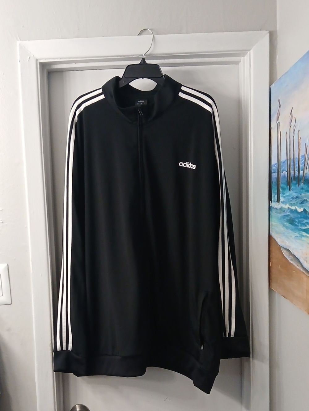 adidas Black Track Top with White 3-Stripes